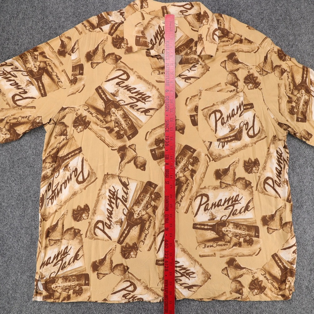 Panama Jack Mens 3XL Rayon Hawaiian Shirt Tan Rum Bottle Buried Treasure Print - Picture 5 of 6